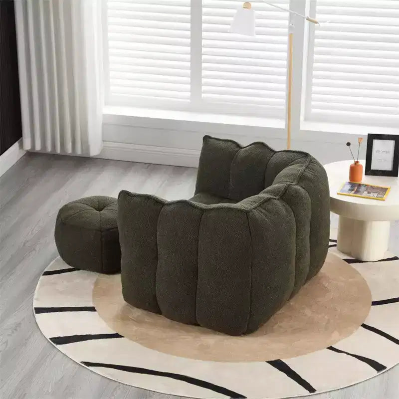 Sitzsack mit Ottomane, moderner Chenille-Quadratsofa-Sessel, weiche Sitzsack-Couch mit Fußhocker für Wohnzimmer, Schlafzimmer, Apartment, Studentenwohnheim