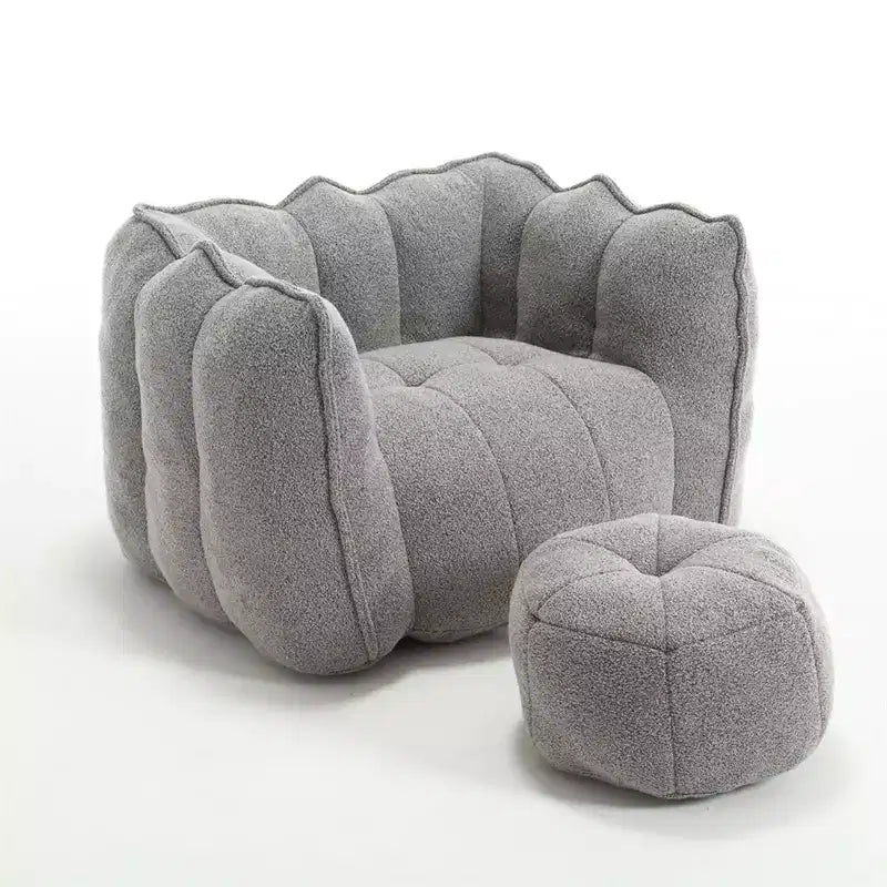 Sitzsack mit Ottomane, moderner Chenille-Quadratsofa-Sessel, weiche Sitzsack-Couch mit Fußhocker für Wohnzimmer, Schlafzimmer, Apartment, Studentenwohnheim