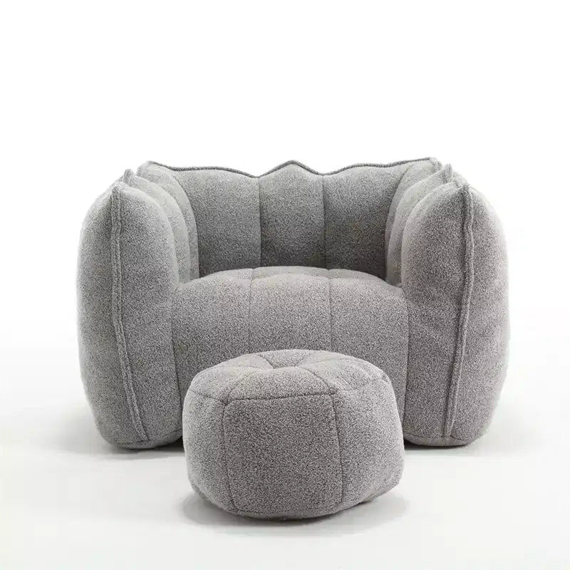 Sitzsack mit Ottomane, moderner Chenille-Quadratsofa-Sessel, weiche Sitzsack-Couch mit Fußhocker für Wohnzimmer, Schlafzimmer, Apartment, Studentenwohnheim