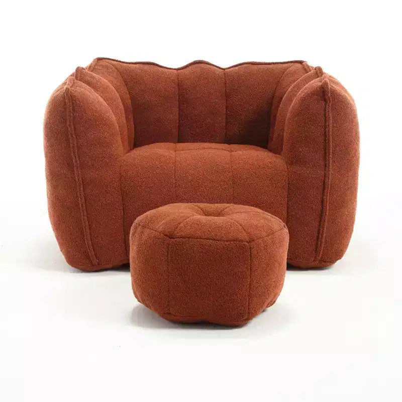 Sitzsack mit Ottomane, moderner Chenille-Quadratsofa-Sessel, weiche Sitzsack-Couch mit Fußhocker für Wohnzimmer, Schlafzimmer, Apartment, Studentenwohnheim