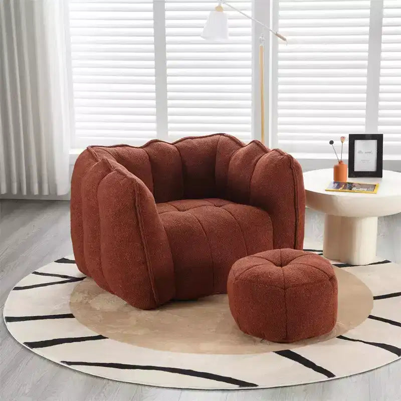 Sitzsack mit Ottomane, moderner Chenille-Quadratsofa-Sessel, weiche Sitzsack-Couch mit Fußhocker für Wohnzimmer, Schlafzimmer, Apartment, Studentenwohnheim