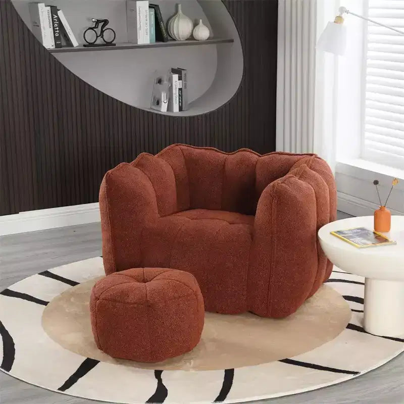 Sitzsack mit Ottomane, moderner Chenille-Quadratsofa-Sessel, weiche Sitzsack-Couch mit Fußhocker für Wohnzimmer, Schlafzimmer, Apartment, Studentenwohnheim