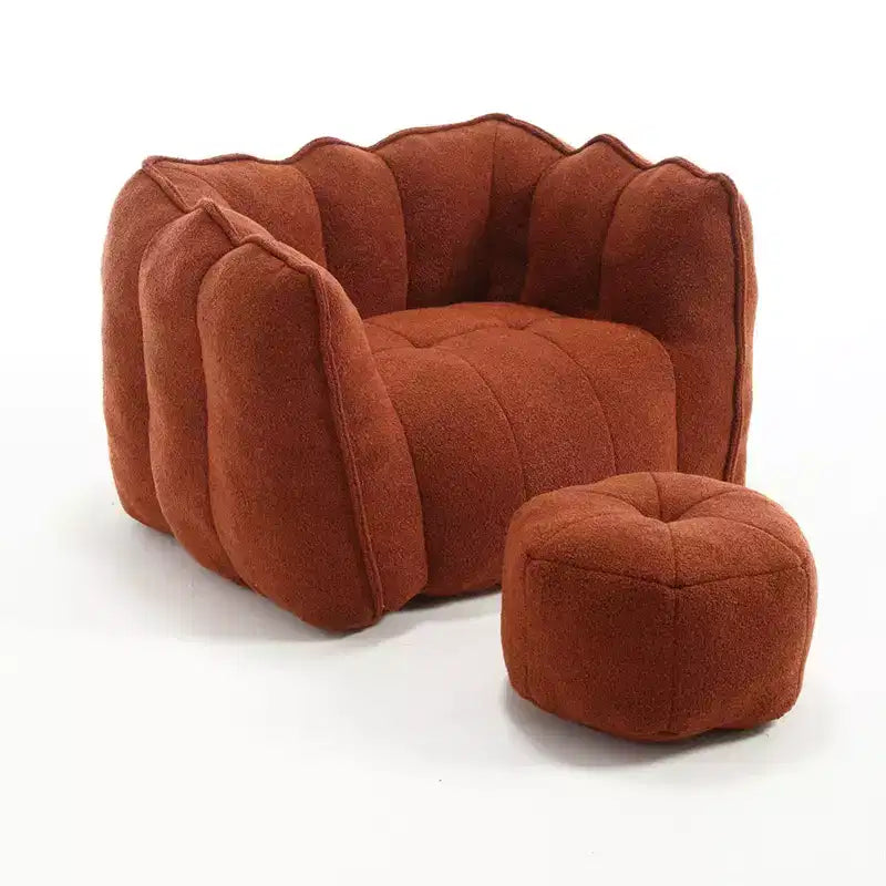 Sitzsack mit Ottomane, moderner Chenille-Quadratsofa-Sessel, weiche Sitzsack-Couch mit Fußhocker für Wohnzimmer, Schlafzimmer, Apartment, Studentenwohnheim