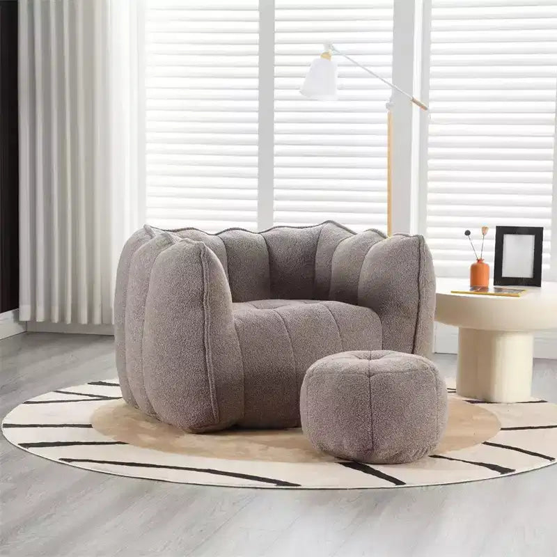 Sitzsack mit Ottomane, moderner Chenille-Quadratsofa-Sessel, weiche Sitzsack-Couch mit Fußhocker für Wohnzimmer, Schlafzimmer, Apartment, Studentenwohnheim