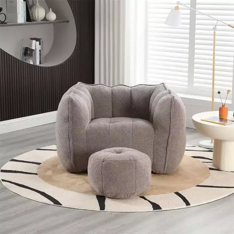 Sitzsack mit Ottomane, moderner Chenille-Quadratsofa-Sessel, weiche Sitzsack-Couch mit Fußhocker für Wohnzimmer, Schlafzimmer, Apartment, Studentenwohnheim