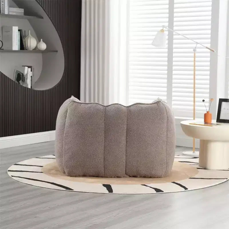 Bean Bag Chair with Ottoman, Modern Chenille Square Sofa Chair, Soft Bean Bag Couch with Footstool for Living Room Bedroom Apartment Dorm