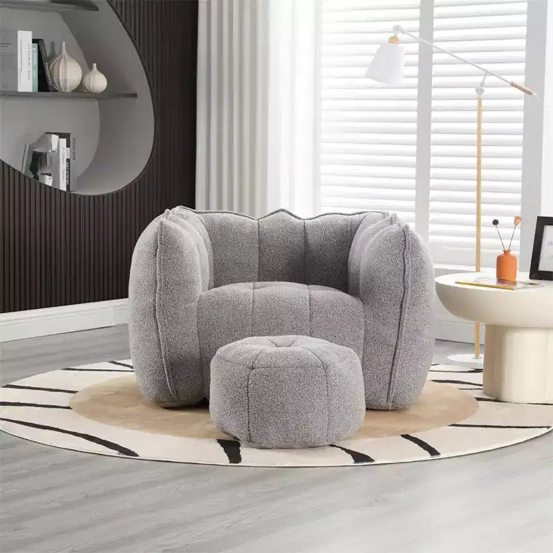 Sitzsack mit Ottomane, moderner Chenille-Quadratsofa-Sessel, weiche Sitzsack-Couch mit Fußhocker für Wohnzimmer, Schlafzimmer, Apartment, Studentenwohnheim