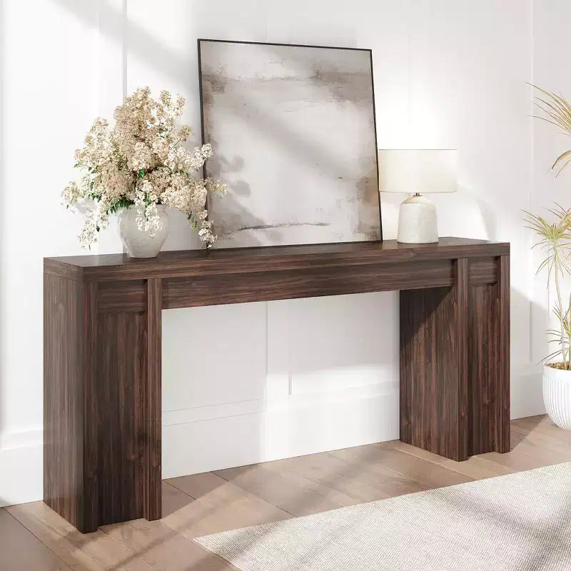 70.9-Inch Entryway Table, Wooden Farmhouse Console Table, Thick Sofa Table Behind Couch Table, Long Console Tables for Entryway Living Room, Walnut