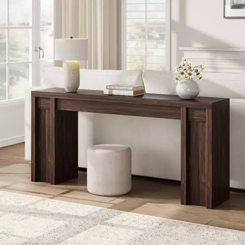 70.9 Zoll langer Flurtisch, Konsolentisch im Landhausstil aus Holz, dicker Sofatisch hinter dem Sofa, lange Konsolentische für Flur und Wohnzimmer, Walnuss