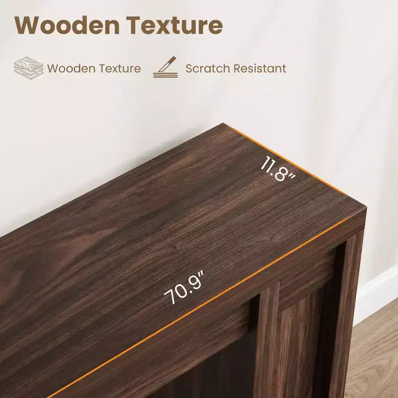 70.9 Zoll langer Flurtisch, Konsolentisch im Landhausstil aus Holz, dicker Sofatisch hinter dem Sofa, lange Konsolentische für Flur und Wohnzimmer, Walnuss