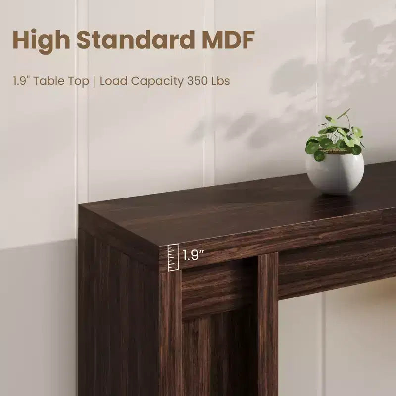 70.9 Zoll langer Flurtisch, Konsolentisch im Landhausstil aus Holz, dicker Sofatisch hinter dem Sofa, lange Konsolentische für Flur und Wohnzimmer, Walnuss