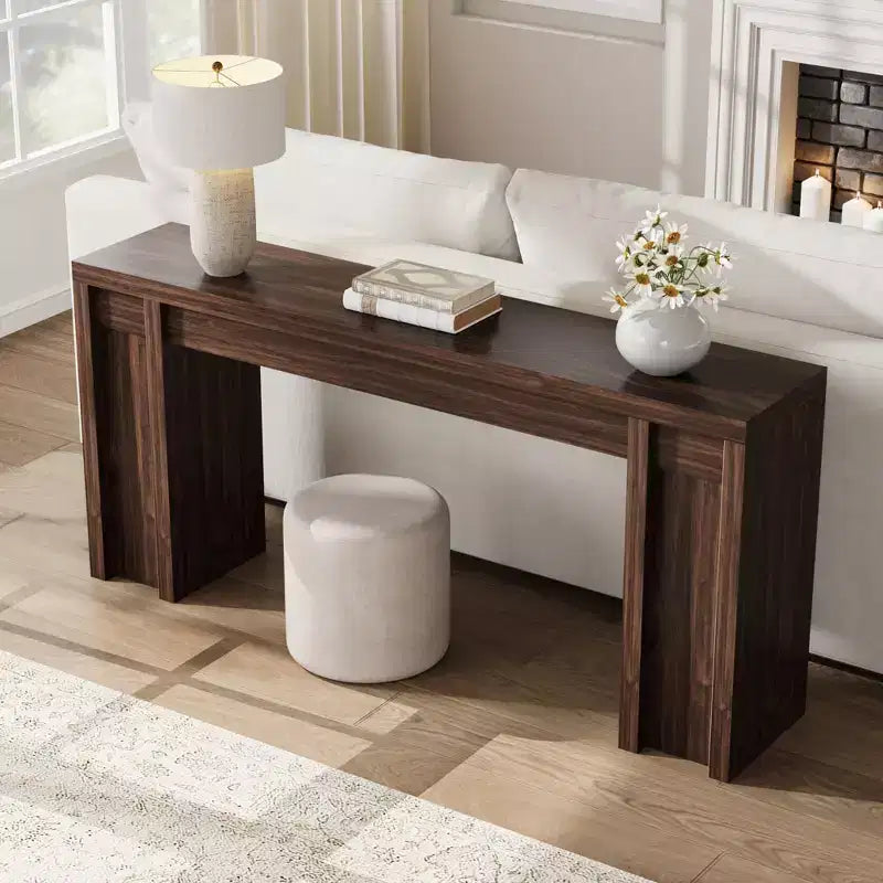 70.9 Zoll langer Flurtisch, Konsolentisch im Landhausstil aus Holz, dicker Sofatisch hinter dem Sofa, lange Konsolentische für Flur und Wohnzimmer, Walnuss