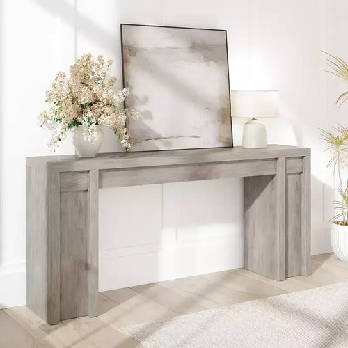 70.9-Inch Entryway Table, Wooden Farmhouse Console Table, Thick Sofa Table Behind Couch Table, Long Console Tables for Entryway Living Room, Gray