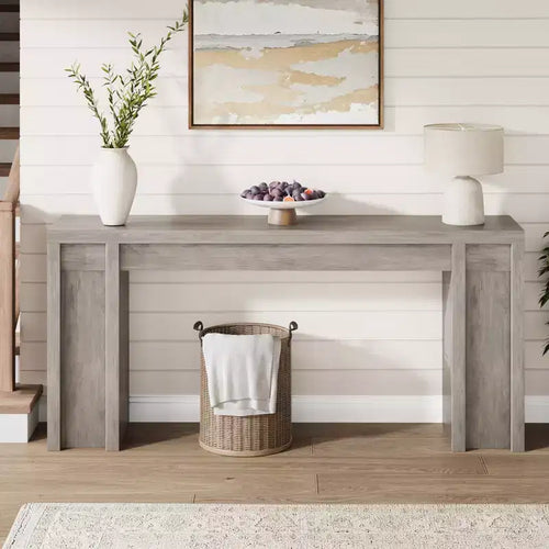 70,9-Zoll-Eingangstisch, Konsolentisch im Holz-Landhausstil, dicker Sofatisch hinter der Couch, lange Konsolentische für Flur und Wohnzimmer, Grau