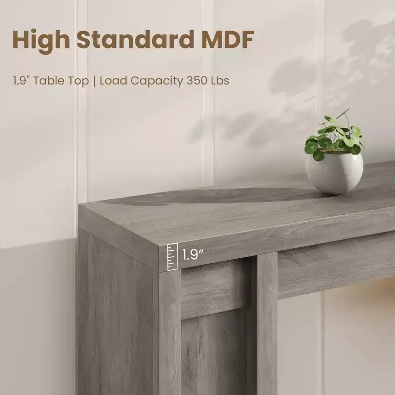 70,9-Zoll-Eingangstisch, Konsolentisch im Holz-Landhausstil, dicker Sofatisch hinter der Couch, lange Konsolentische für Flur und Wohnzimmer, Grau
