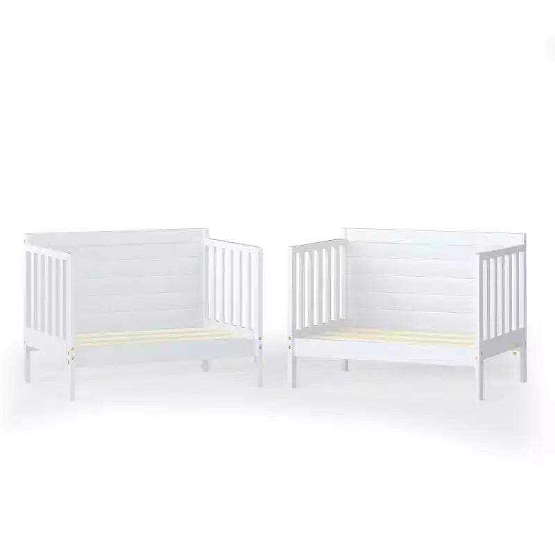 Costway 2-in-1 Umwandelbares Kinderbett Kleinkindbett mit 2 Seitlichen Schutzgittern Weiß/Braun