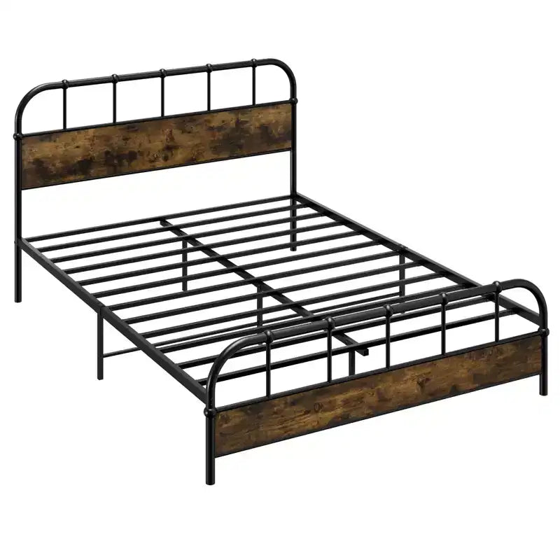 Costway Queen Size Bed Frame Industrial Platform Bed Frame w/ Under Bed Storage