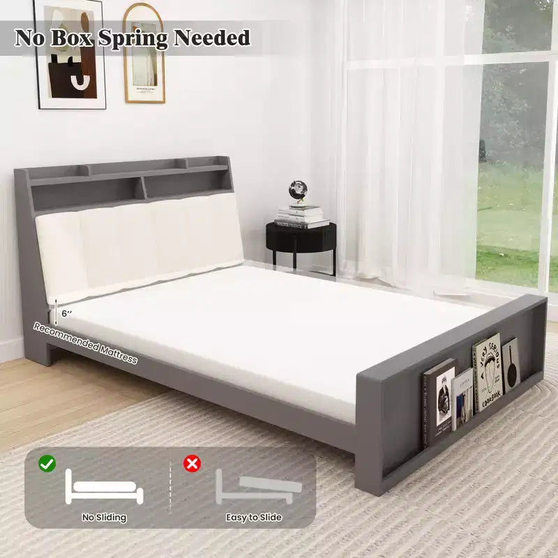 Costway Doppelbettrahmen mit Stauraum, modernes Plattformbett mit Matratzenauflage