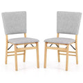 Costway Foldable Dining Chair Set of 2 w/Padded Seat & Tilt Backrest Rubber Wood Legs