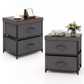 Costway 2PCS 2 Drawer Dresser Fabric Storage Organizer Nightstand Bedside Sofa Table