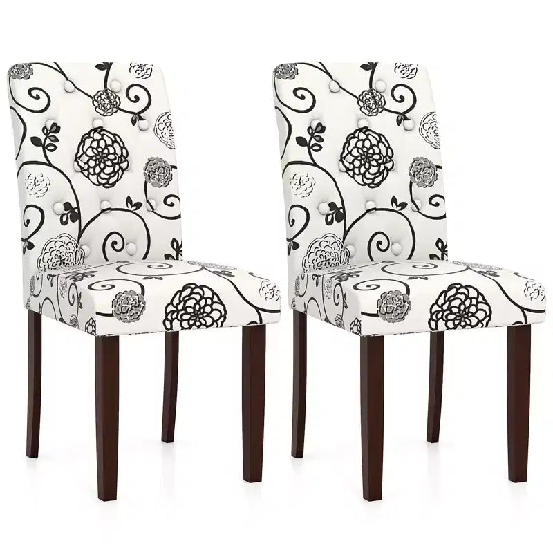 Costway Wooden Dining Chair Set of 2 w/Rubber Wood Legs Padded Seat S Springs High Back