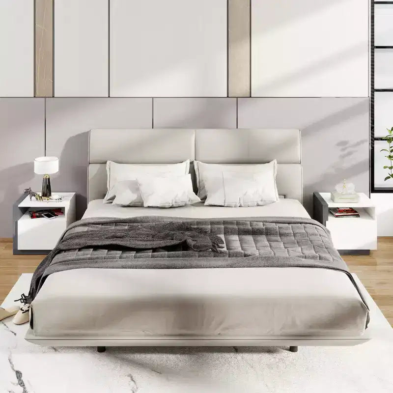 Costway Moderner minimalistischer Nachttisch mit Schublade, asymmetrischer Beistelltisch für das Bett