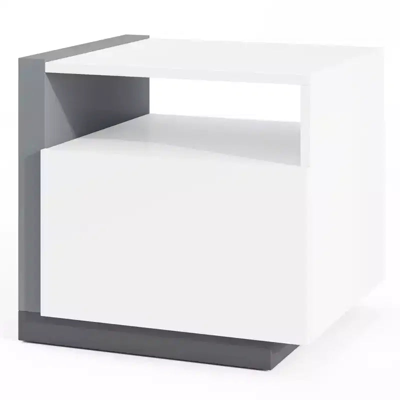 Costway Moderner minimalistischer Nachttisch mit Schublade, asymmetrischer Beistelltisch für das Bett