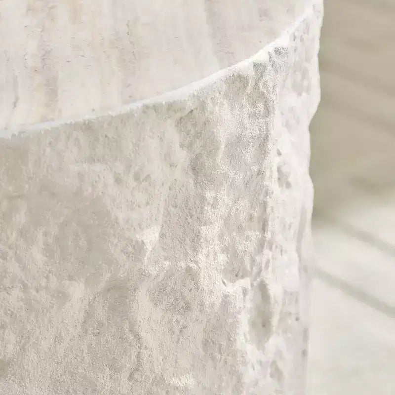 MAYEERTY 40 cm Moderner runder Couchtisch in Steinoptik, Fiberglas Beistelltisch für Wohnzimmer Schlafzimmer, keine Montage erforderlich