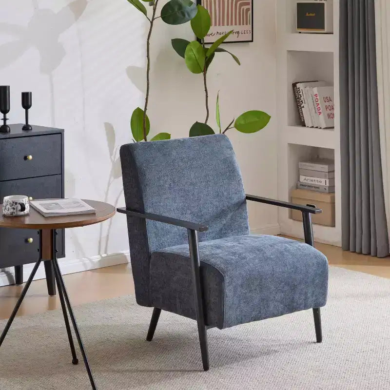 MAYEERTY 2er-Set 26,38 moderne Loungesessel, Polyesterpolsterung, stabiler Metallrahmen, bequeme Kissen, Wohnzimmer Schlafzimmer Büro, Blau Grau
