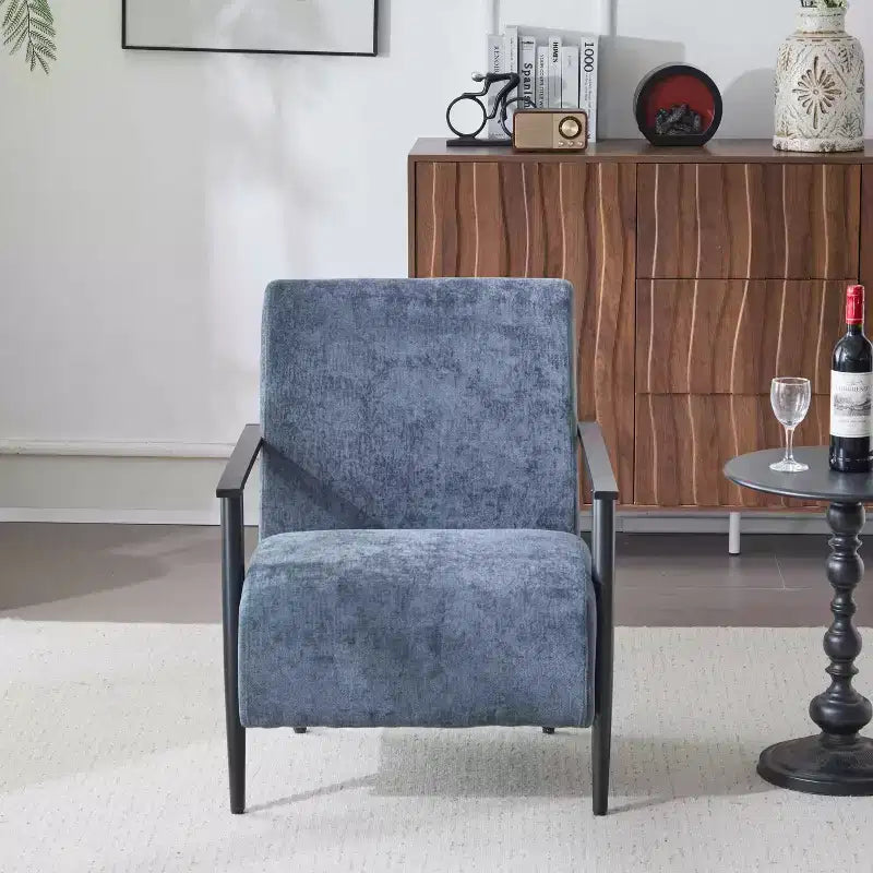 MAYEERTY 2er-Set 26,38 moderne Loungesessel, Polyesterpolsterung, stabiler Metallrahmen, bequeme Kissen, Wohnzimmer Schlafzimmer Büro, Blau Grau