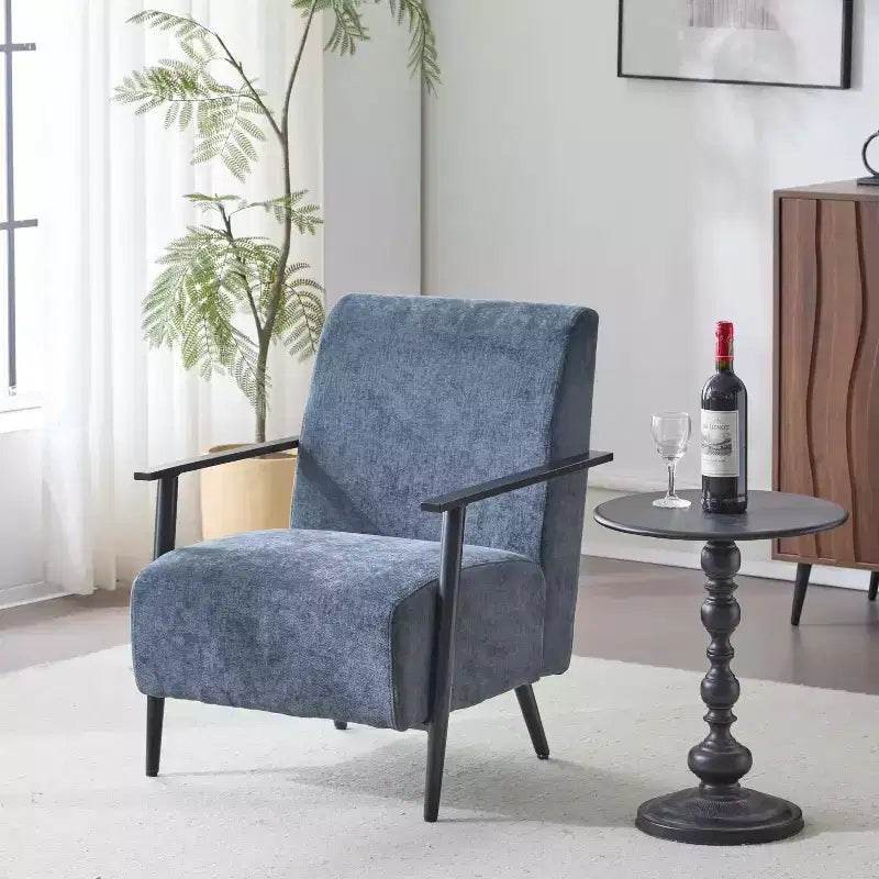 MAYEERTY 2er-Set 26,38 moderne Loungesessel, Polyesterpolsterung, stabiler Metallrahmen, bequeme Kissen, Wohnzimmer Schlafzimmer Büro, Blau Grau