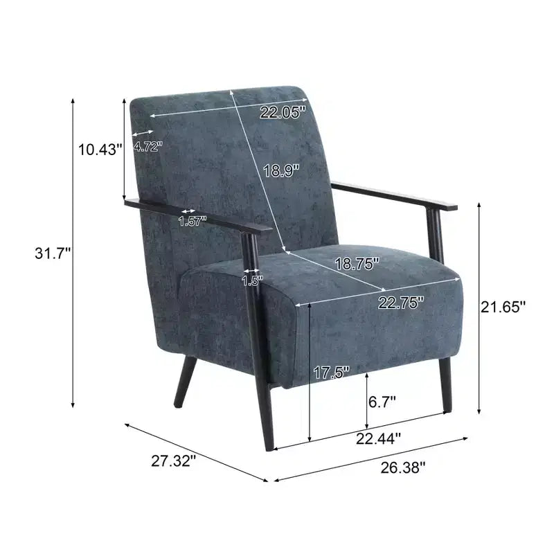 MAYEERTY 2er-Set 26,38 moderne Loungesessel, Polyesterpolsterung, stabiler Metallrahmen, bequeme Kissen, Wohnzimmer Schlafzimmer Büro, Blau Grau