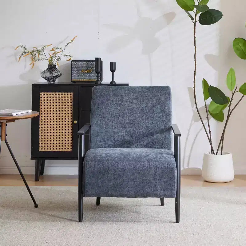 MAYEERTY 2er-Set 26,38 moderne Loungesessel, Polyesterpolsterung, stabiler Metallrahmen, bequeme Kissen, Wohnzimmer Schlafzimmer Büro, Blau Grau