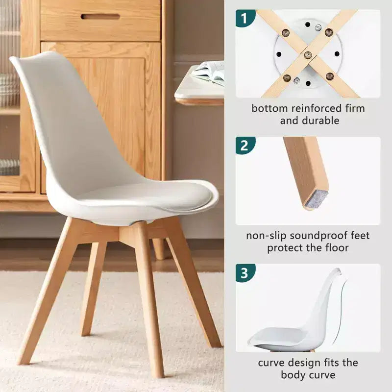TUYOHW 18.3 Elegante Esszimmerstühle, 4er-Set, ergonomische Buchenholz-Seitenstühle, moderne minimalistische armlose Stühle für Esszimmer & Küche