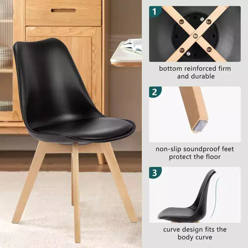 TUYOHW 18.3 Elegante Esszimmerstühle, 4er-Set, ergonomische Buchenholz-Seitenstühle, moderne minimalistische armlose Stühle für Esszimmer & Küche