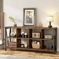 8-Cube Storage Organizer & 62 Farmhouse Bookshelf - Modern Wood Bookcase with Cubes, Long Storage Unit for Living Room, Entryway,Office
