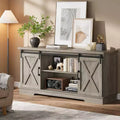 65 Inche Farmhouse Tv Stand, Entertainment Center with Storage and Sliding Barn Doors, Adjustable Shelf Modern Media TV , Grey