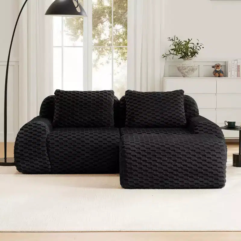 82 Moderne L-förmige Modul-Ecksofa für Wohnzimmer, Flanellstoff, Übergroßes 2-Sitzer Sofa, knochenloses Sofa
