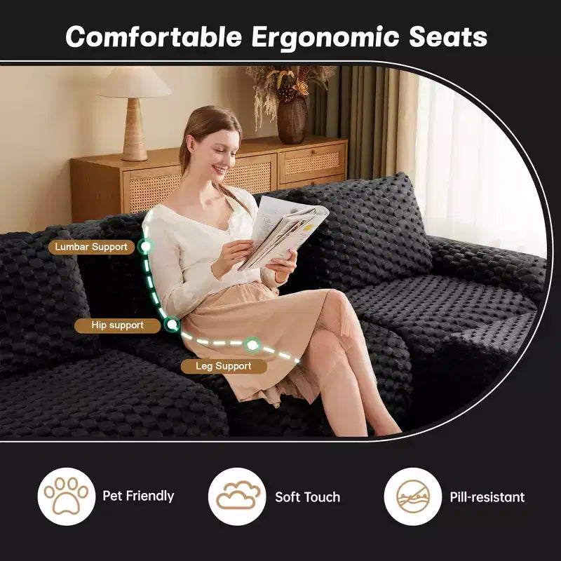 82 Moderne L-förmige Modul-Ecksofa für Wohnzimmer, Flanellstoff, Übergroßes 2-Sitzer Sofa, knochenloses Sofa