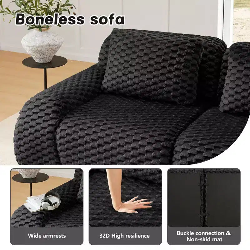 82 Moderne L-förmige Modul-Ecksofa für Wohnzimmer, Flanellstoff, Übergroßes 2-Sitzer Sofa, knochenloses Sofa