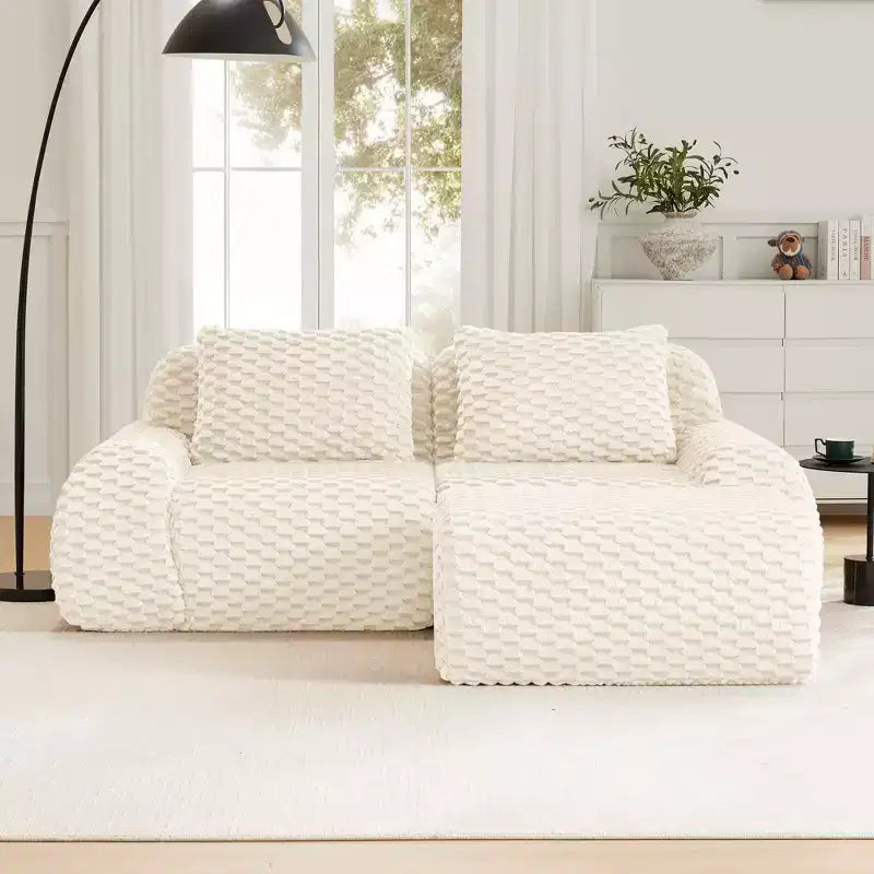 82 Moderne L-förmige Modul-Ecksofa für Wohnzimmer, Flanellstoff, Übergroßes 2-Sitzer Sofa, knochenloses Sofa