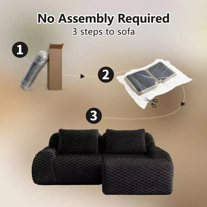 82 Moderne L-förmige Modul-Ecksofa für Wohnzimmer, Flanellstoff, Übergroßes 2-Sitzer Sofa, knochenloses Sofa