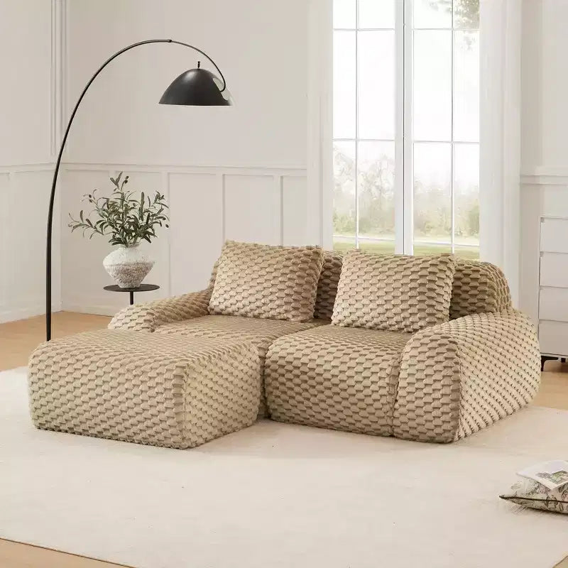 82 Moderne L-förmige Modul-Ecksofa für Wohnzimmer, Flanellstoff, Übergroßes 2-Sitzer Sofa, knochenloses Sofa