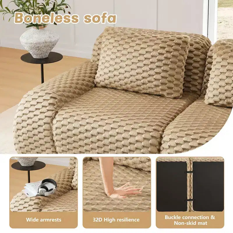82 Moderne L-förmige Modul-Ecksofa für Wohnzimmer, Flanellstoff, Übergroßes 2-Sitzer Sofa, knochenloses Sofa