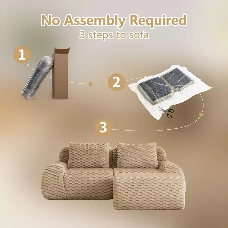 82 Moderne L-förmige Modul-Ecksofa für Wohnzimmer, Flanellstoff, Übergroßes 2-Sitzer Sofa, knochenloses Sofa