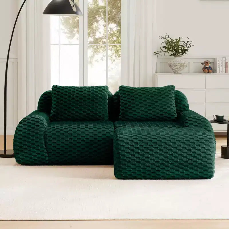 82 Moderne L-förmige Modul-Ecksofa für Wohnzimmer, Flanellstoff, Übergroßes 2-Sitzer Sofa, knochenloses Sofa