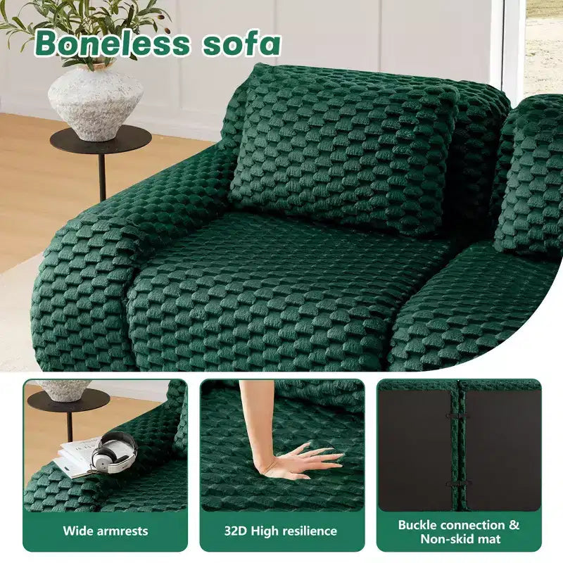 82 Moderne L-förmige Modul-Ecksofa für Wohnzimmer, Flanellstoff, Übergroßes 2-Sitzer Sofa, knochenloses Sofa