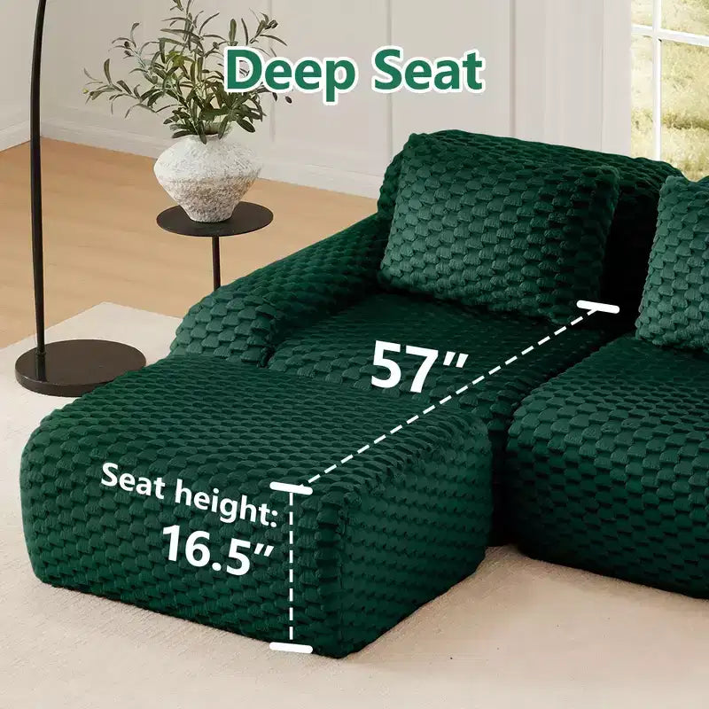 82 Moderne L-förmige Modul-Ecksofa für Wohnzimmer, Flanellstoff, Übergroßes 2-Sitzer Sofa, knochenloses Sofa