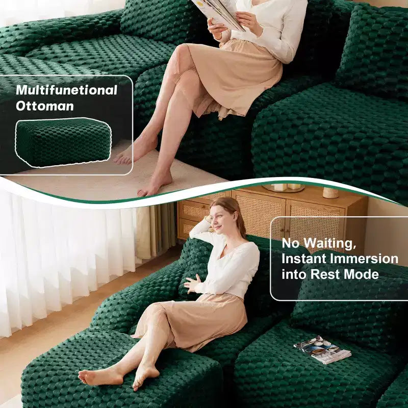 82 Moderne L-förmige Modul-Ecksofa für Wohnzimmer, Flanellstoff, Übergroßes 2-Sitzer Sofa, knochenloses Sofa