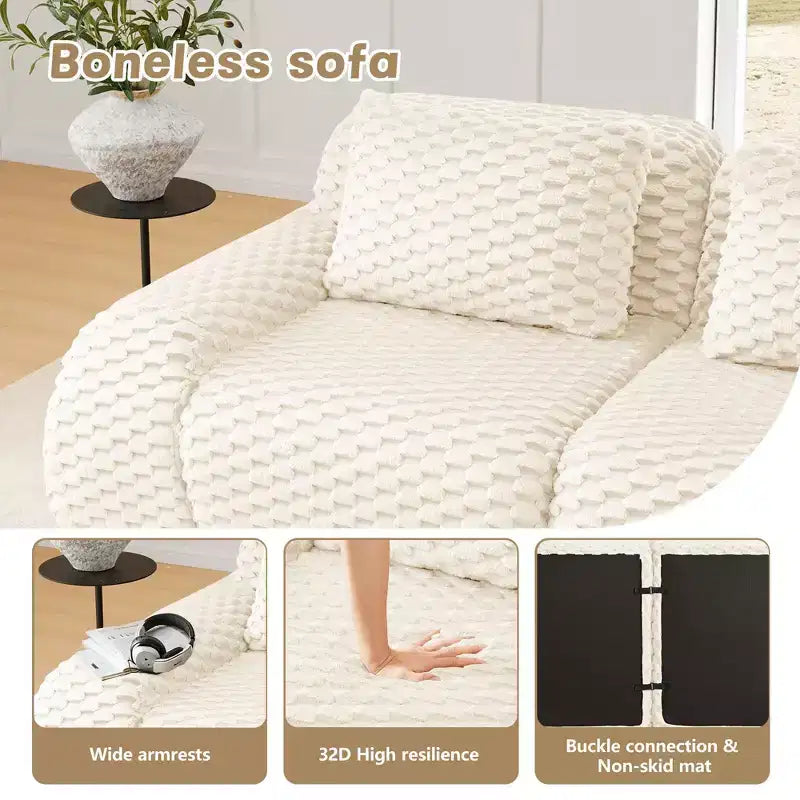 82 Moderne L-förmige Modul-Ecksofa für Wohnzimmer, Flanellstoff, Übergroßes 2-Sitzer Sofa, knochenloses Sofa